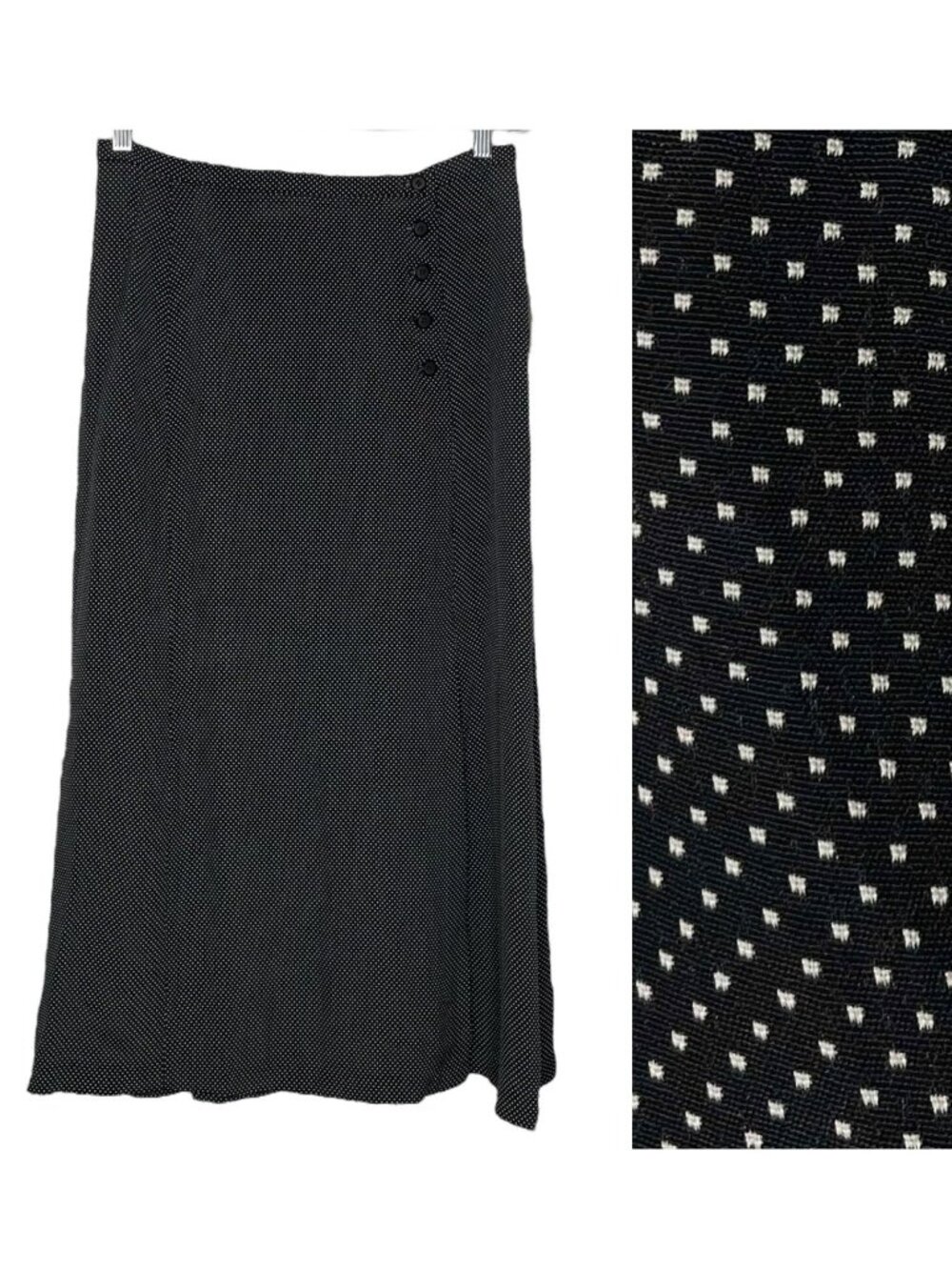 Vintage JH Collectibles Womens Skirt Medium Polka Dot Side Slit Runs Smaller